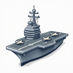 Emoji-Style 3D US Navy Aircraft Carrier Icon with Flat Deck