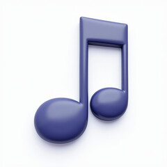 3D Music Note Emoji Icon Floating with Glossy Dark Blue and Purple Finish