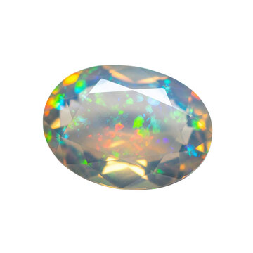 Faceted opal gemstone with vibrant play of color