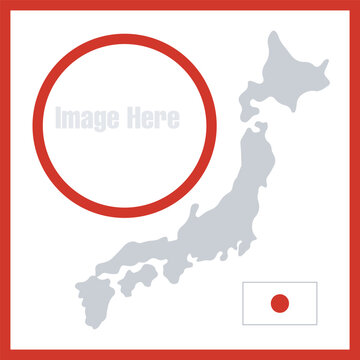 Japan map and flap photo frame template