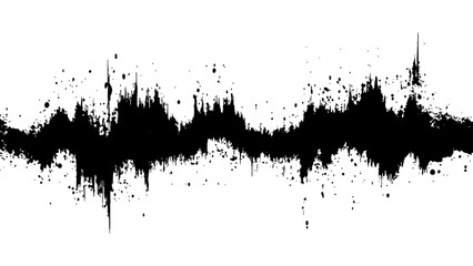 Vector brush grunge texture. Soundwave with ink splatter effect, black and white. Modern art projects, and creative backgrounds.	
