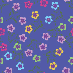 Tropical flower pattern seamless, silhouette of blooming, hand drawn botanical, Floral leaf for spring and Summer time, natural ornaments for textile, fabric, wallpaper, background design.
