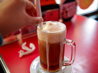 Root beer float in a diner in Makati City Philippines.