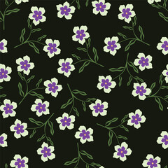 Tropical flower pattern seamless, silhouette of blooming, hand drawn botanical, Floral leaf for spring and Summer time, natural ornaments for textile, fabric, wallpaper, background design.
