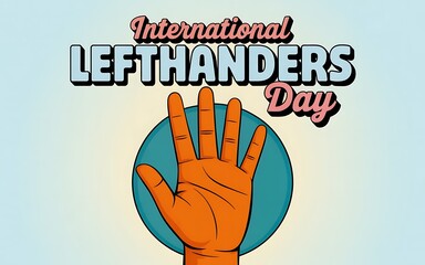 International left handers day celebration with open hand symbol