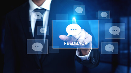 Customer or business team feedback system highlighting comments, opinions, evaluations, reviews,...