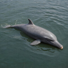 Fototapeta premium Indus River Dolphin Gliding Quietly Through Murky River Waters