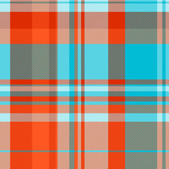 Vibrant turquoise, coral, and gray plaid pattern.  Perfect for textile design, fashion, or website backgrounds.  This bold, energetic design offers a modern twist on classic plaid.