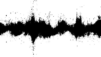 Vector brush grunge texture. Soundwave with ink splatter effect, black and white. Modern art projects, and creative backgrounds.	
