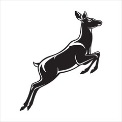 Minimal Deer Silhouette Vector on White Background