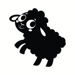Black sheep cartoon character on white background animal