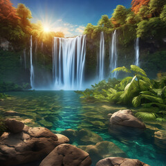 Chromatic Waterfall Live-Action Composite: A Stunning Display of Nature's Palette