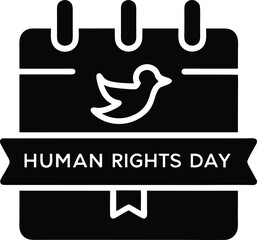 Black silhouette of a calendar icon with a bird and text