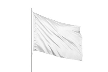 Transparent blank white flag mockup waving on wind, ideal for branding or political design purposes on transparent or editable background