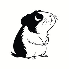Cute black and white guinea pig cartoon rodent animal