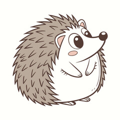 Cute cartoon hedgehog with big eyes on white background