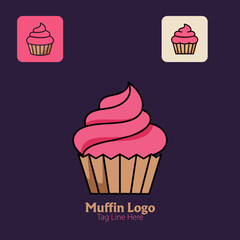 Sweet Pink Swirl Cupcake Logo