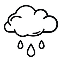 Abstract cloud and one raindrop line sketch, suitable for minimal weather apps or simple UI icons.