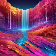 Chromatic Waterfall in Data Visualization Style: A Captivating Digital Art Experience