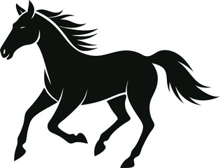 Running horse silhouette in profile