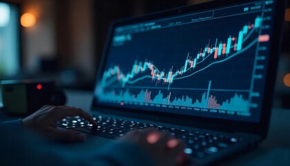 Digital stock market graph on a computer screen displaying financial data