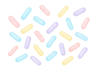 Colorful sprinkles cascading, sprinkling over transparent surface, adding whimsical texture for baking design and dessert styling