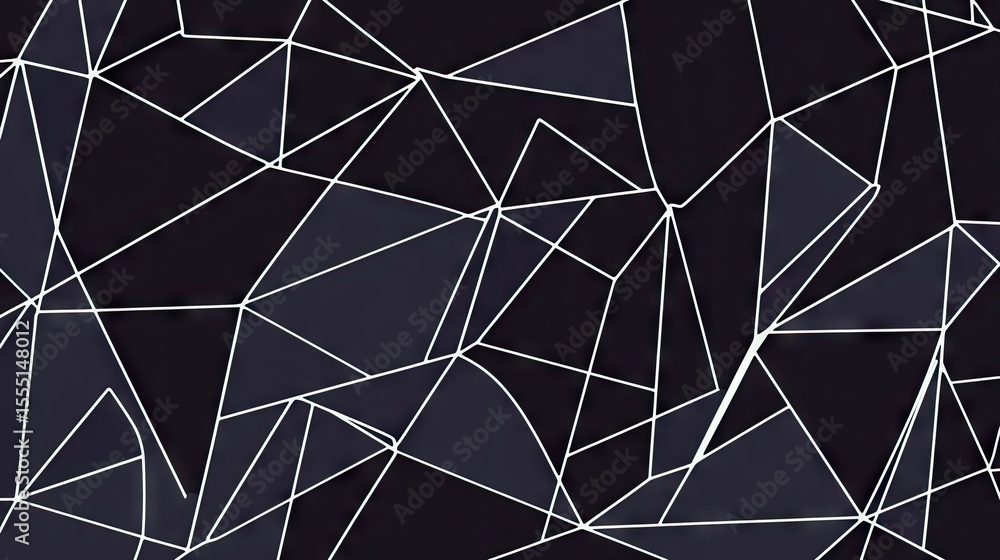 Poster dark geometric pattern of interconnected triangles.