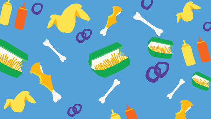 Fried bones and snacks background