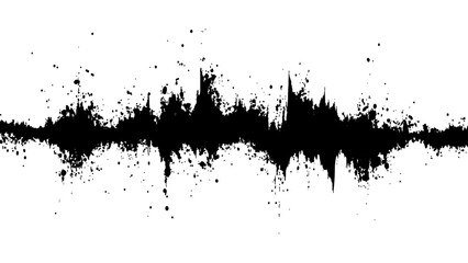 Vector brush grunge texture. Soundwave with ink splatter effect, black and white. Modern art projects, and creative backgrounds.	
