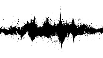 Fototapeta premium Vector brush grunge texture. Soundwave with ink splatter effect, black and white. Modern art projects, and creative backgrounds. 