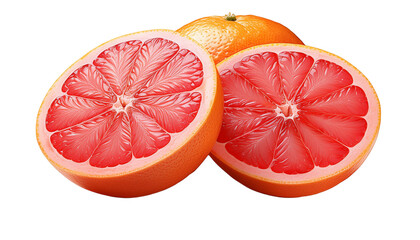 Pinkfarbene Grapefruithälfte auf transparentem Hintergrund