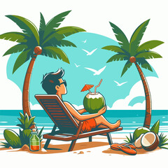 illustration of someone relaxing on the beach