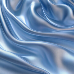 Obraz premium Soft wavy silk fabric in pastel blue color. Generative AI