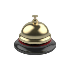Stock photo of a golden service bell for hotel reception desk or restaurant counter on black background
