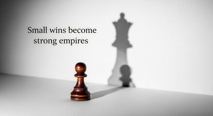 A chess pawn casting a queen shadow against a white wall background art