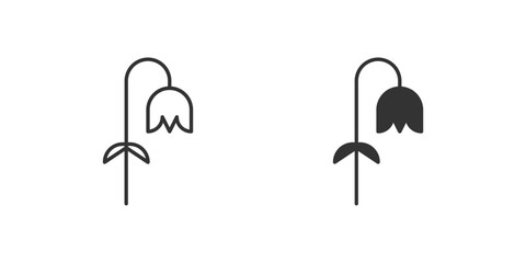 Wilted Flower Icon Set. A black icon of a wilted flower, representing decay or sadness.