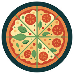 Modern Pizza Icon with Missing Slice and Decorative Toppings