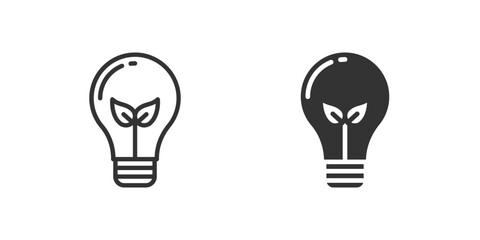 Eco bulb icon set showing energy-saving light and sustainability.