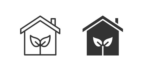Eco house icon set representing environmentally conscious home and lifestyle.
