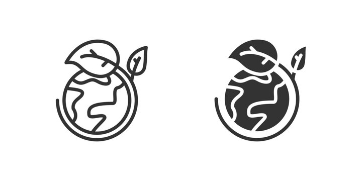 Planet earth icon set symbolizing global ecology and environmental care.