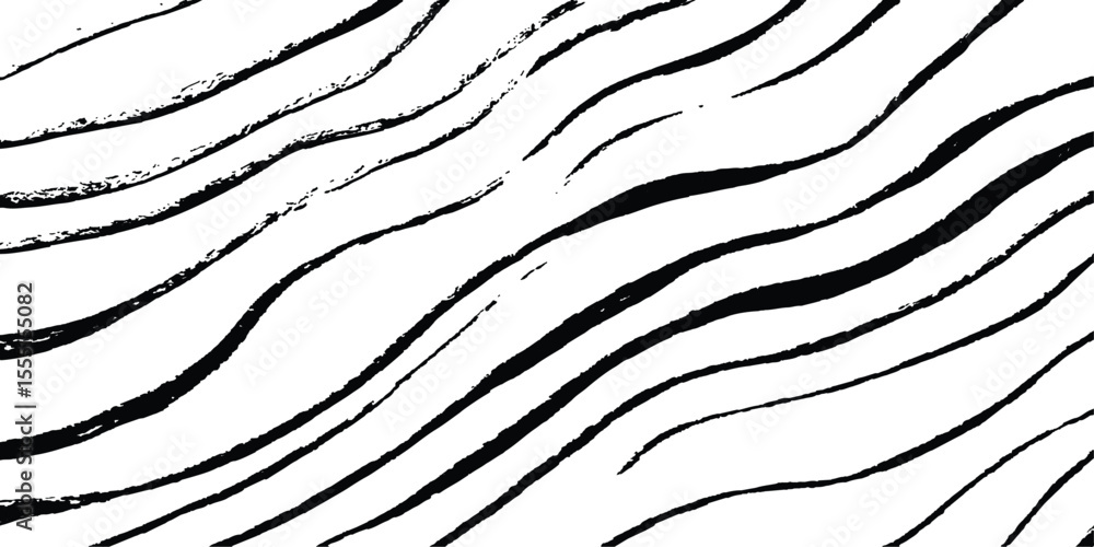 Poster black flowing wave lines on white and transparent background. wave line art pattern white background