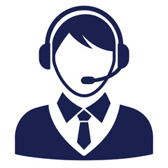 silhouette customer service on white background