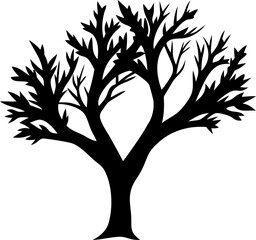Abstract black tree vector icon, modern nature illustration