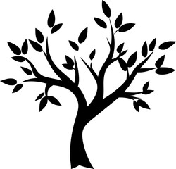 Black tree vector image, silhouette tree icon for branding