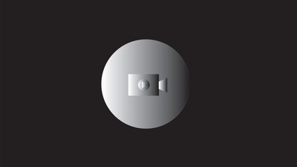 Abstract  circle recorder camera icon,video camera icon simple on black background.