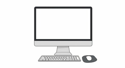 Minimalist Computer Desk Setup with Monitor Keyboard and Mouse for Office Work