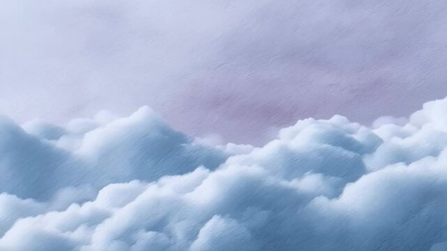 A serene view of fluffy clouds against a pastel sky, capturing tranquility and the ethereal beauty of cloudscapes includes concepts like calmness, skywatching, and atmosphere