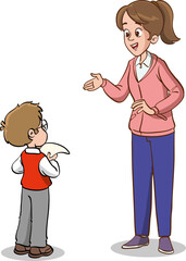 teacher and students talking cartoon vector