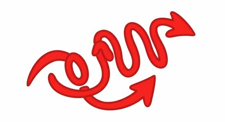 Obraz premium Red Curved Arrow with Circular Motion Design on White Background