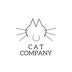 Black line vector logo for company or busines. animal company that protects and cares for animals. Cat animal company. Element vector 